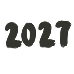 year 2027 hand drawn watercolor paint new year greetings black color  © Angela