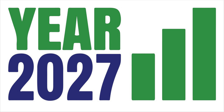 Year 2027 text with green rising bar chart graphic