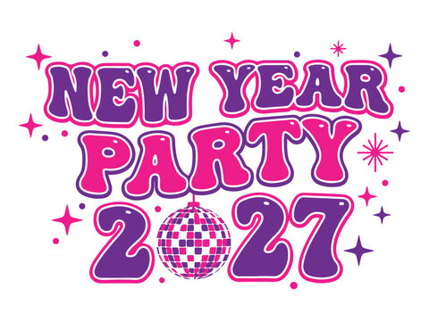 New year party 2027 retro text design