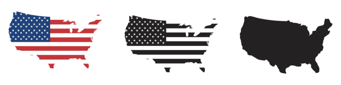United States of America map. USA map with american flag, Vector illustration