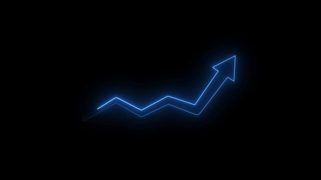 Neon Business chart icon isolated . business chart growth concept trend arrow icon on black background