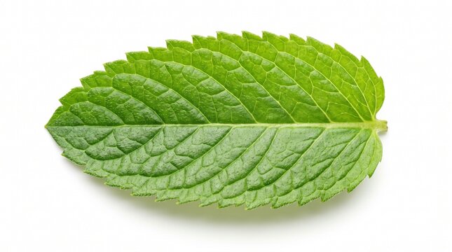 Fresh green mint leaf isolated on white background
