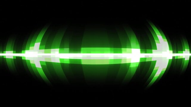 Green Matrix Pixel Visualizer Radiating Long Rays in Rapid Rhythm