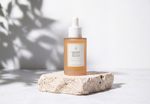 Frosted Glass Dropper Bottle Mockup for Premium Skincare Branding