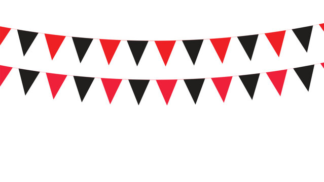 Red and black party bunting garland flags banner decoration for birthday celebration carnival fair festival event