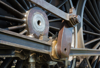 The detail of driving rod mechanism on old steam locomotive © Renáta Sedmáková