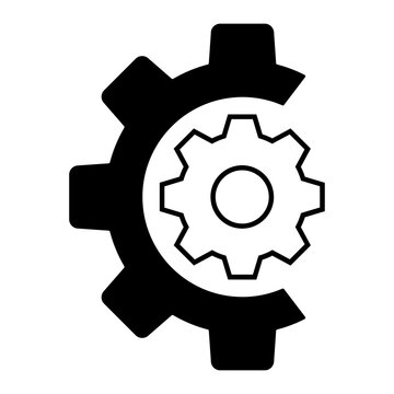 Interlocking dual gear cogs settings mechanism icon