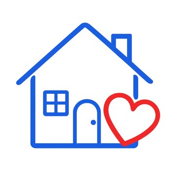 Home love family care real estate icon, house property security building symbol, residential shelter comfort concept, and cozy living graphic