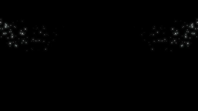 Symmetrical magic particle trail flying on black screen, shining star dust burst animation, fantasy glowing dust swirl overlay fx, dual glowing stars particle effect, fairytale vfx Chroma key effect