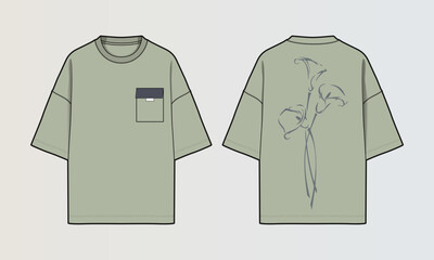 Fototapeta na wymiar Modern Cut and Sew T-Shirt Collection with Panel Patterns and Graphic Designs