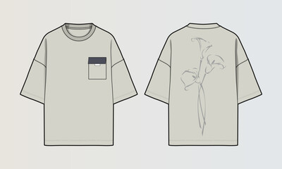 Obraz na płótnie Canvas Modern Cut and Sew T-Shirt Collection with Panel Patterns and Graphic Designs