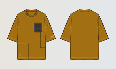 Fototapeta na wymiar Modern Cut and Sew T-Shirt Collection with Panel Patterns and Graphic Designs
