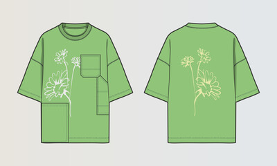 Fototapeta na wymiar Modern Cut and Sew T-Shirt Collection with Panel Patterns and Graphic Designs