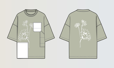 Naklejka na ściany i meble Modern Cut and Sew T-Shirt Collection with Panel Patterns and Graphic Designs