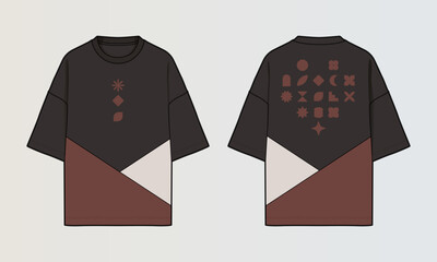 Naklejka na ściany i meble Modern Cut and Sew T-Shirt Collection with Panel Patterns and Graphic Designs