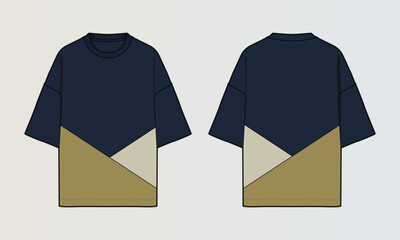 Naklejka na ściany i meble Modern Cut and Sew T-Shirt Collection with Panel Patterns and Graphic Designs