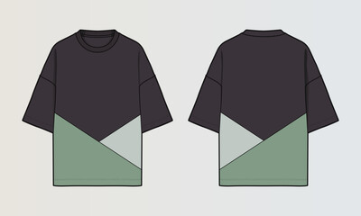 Naklejka na ściany i meble Modern Cut and Sew T-Shirt Collection with Panel Patterns and Graphic Designs