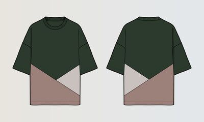 Naklejka na ściany i meble Modern Cut and Sew T-Shirt Collection with Panel Patterns and Graphic Designs