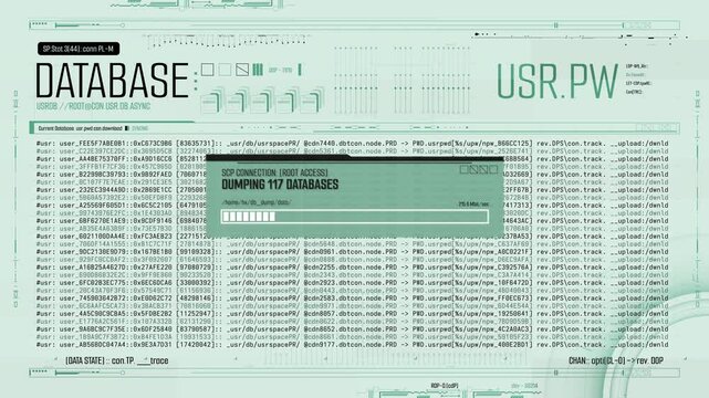 Cybercriminal extracting sensitive information from compromised database