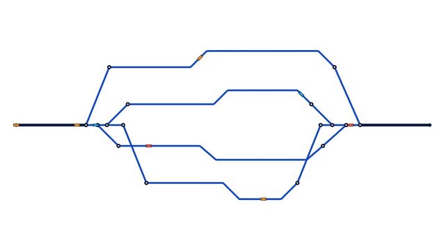 Minimalist Train Track Diagram Showing Dynamic Vehicle Movement