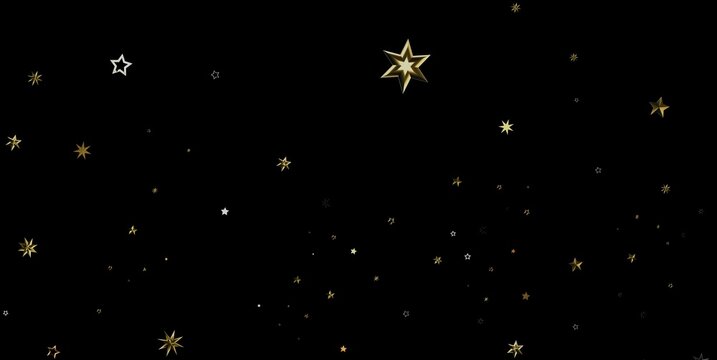 Scattered gold and white stars create a magical, celebratory background.