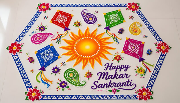 Happy makar sankranti kite festival design