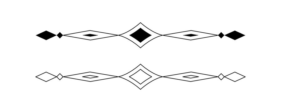 Black border elements with diamond shapes for elegant and cohesive design patterns on transparent background.