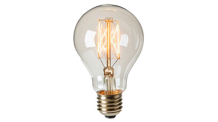 Classic glowing retro edison light bulb electricity glass design lamp element isolated on transparent background. © Gabriel