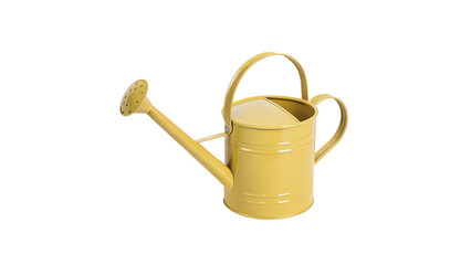 Small yellow metallic watering can gardening tool vintage container backyard utility isolated on transparent background. © Gabriel
