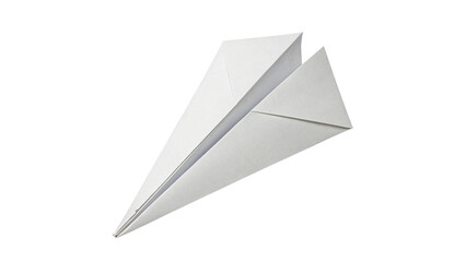 Simple origami folded white paper airplane childhood toy flight conceptual symbol isolated on transparent background. © Gabriel