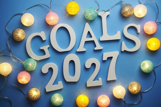 Goals for 2027 alphabet letter on blue background