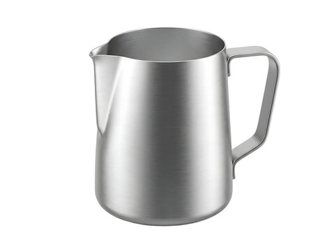 Stainless steel milk pitcher isolated on transparent background