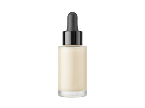 Cosmetic dropper bottle with serum isolated on transparent background