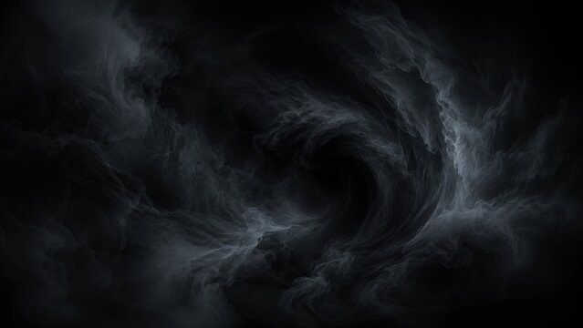 Dark swirling smoky vortex forming a mysterious cosmic void background