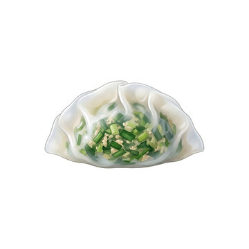 Minimalist Digital Illustration of Chai Kwe Steamed Dumplings on White Background