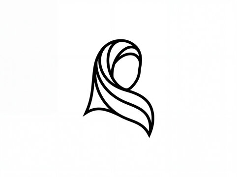 Hijab woman line art icon.