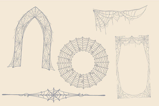 Halloween Spiderweb Frames Borders and Decorative Cobweb Dividers Set