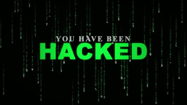 You Have Been Hacked Text Message With Green Matrix Digital Rain Background