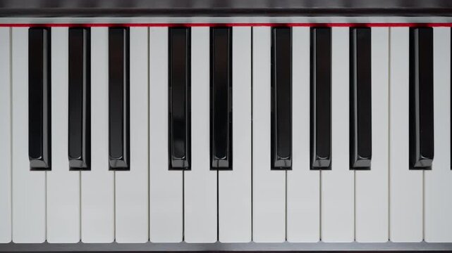Piano keys pattern for music theory online lessons and mobile app promo. Geometric black and white keys background for online education, graphic design, and tutorial.