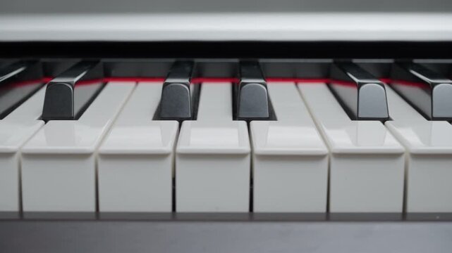 Digital piano keyboard keys for music production and online tutorial. Detailed musical keys for audio recording, synthesizer sound design, and melody arranging.
