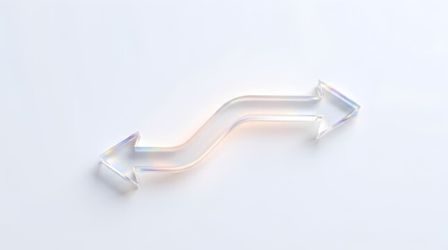 Transparent glass double headed arrow pointing in opposite directions representing business decision and strategic choices
