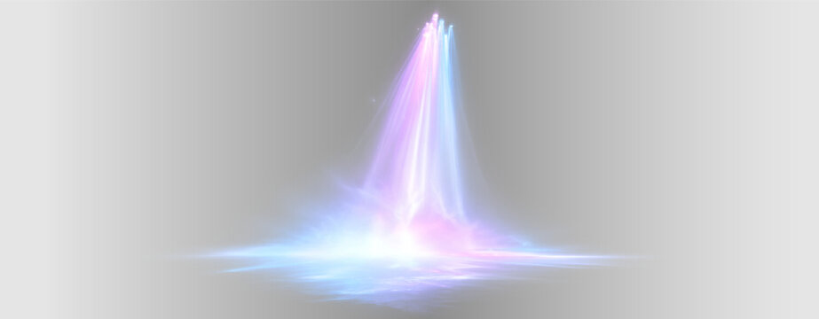 Purple light beam PNG overlay with luminous blue pink glow and radiant vertical energy, on transparent background