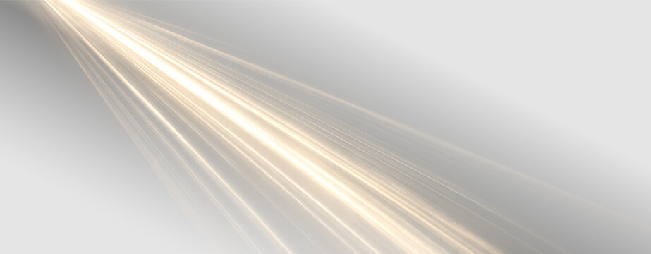 Golden light beam PNG overlay with luminous perspective rays and radiant diagonal streaks, on transparent background