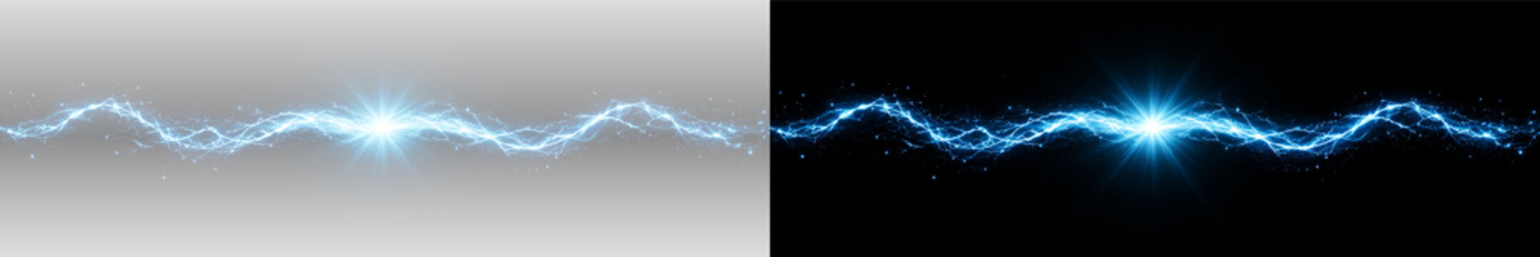 Radiant blue glow PNG overlay with flowing cyan energy wave and luminous particles, on transparent background