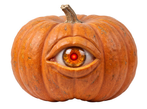 Pumpkin with a creepy monster eyeball staring