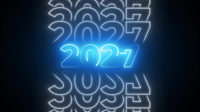 Typography text 2027 year luxury glowing motion effect for happy new year 27 on transparent background