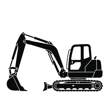 Excavator silhouette vector illustration of heavy construction machinery