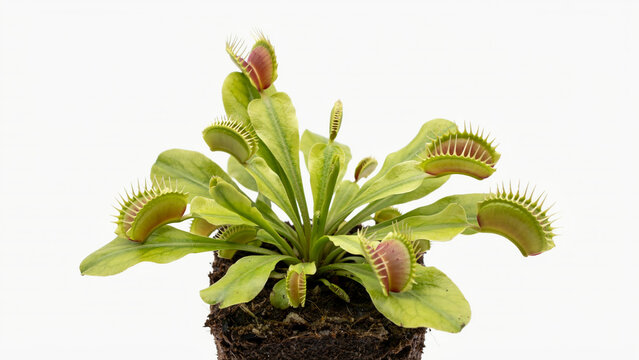 Potted venus flytrap carnivorous plant with open traps insectivorous dionaea muscipula wildlife