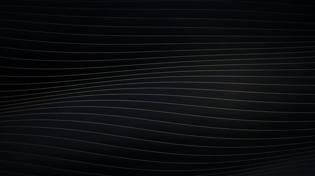 Abstract dark wavy lines background with gold glowing dots