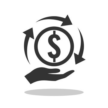 Cashback icon, return money with shadow